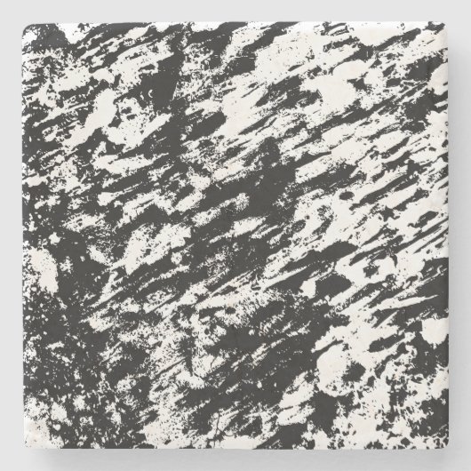白黒抽象芸術氷形成 ストーンコースター (正面)