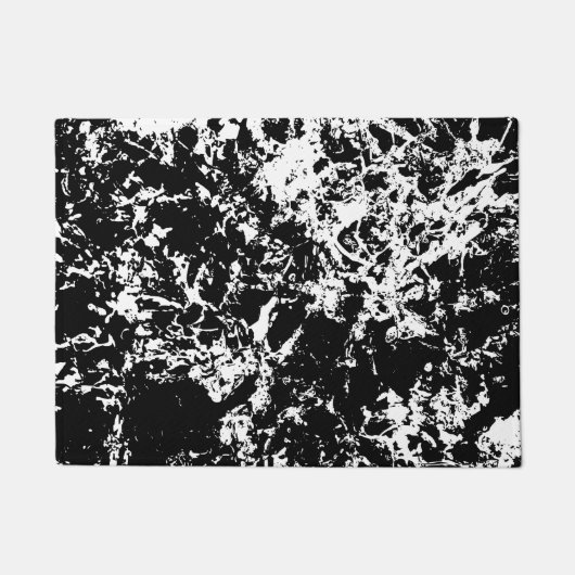 白黒抽象芸術氷形成 ドアマット (正面)