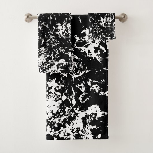 白黒抽象芸術氷形成 バスタオルセット (インサイチュ)