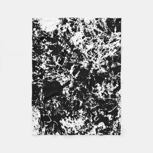 白黒抽象芸術氷形成 フリースブランケット (正面)