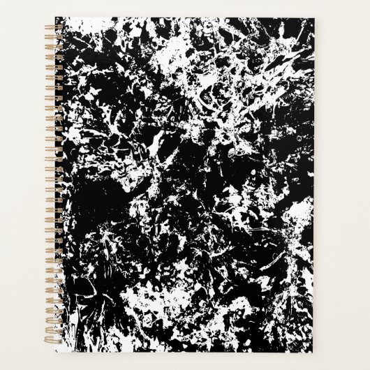 白黒抽象芸術氷形成 プランナー手帳 (正面)