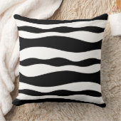 白黒抽象芸術波ストライプ線 クッション (ブランケット)