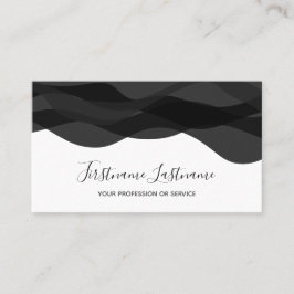 白黒抽象芸術波書道ビジネス 名刺