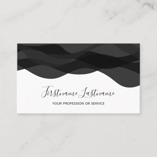 白黒抽象芸術波書道ビジネス 名刺 (正面)