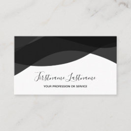 白黒抽象芸術波書道 名刺