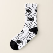 白黒抽象芸術波線パターン ソックス (左外側)