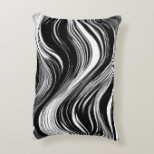 白黒抽象芸術波 アクセントクッション (裏面(縦))