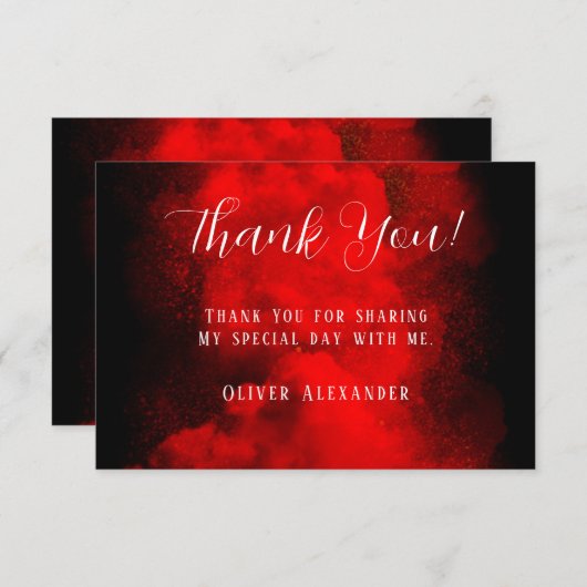 白黒抽象芸術煙カスタム サンキューカード (正面/裏面)