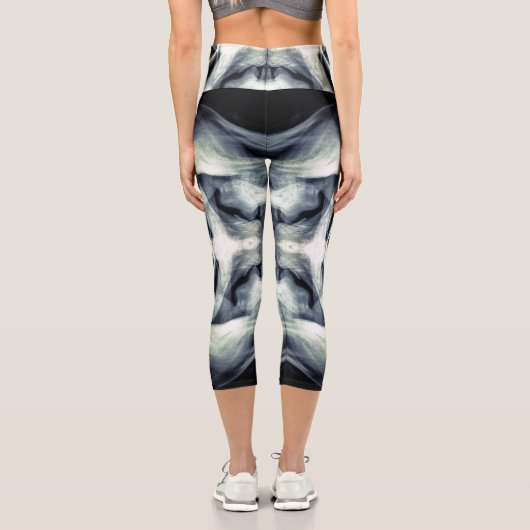 白黒抽象芸術煙通路銀河系 カプリレギンス (裏面)