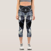 白黒抽象芸術煙通路銀河系 カプリレギンス (正面)