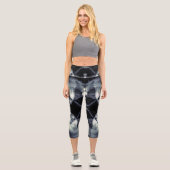 白黒抽象芸術煙通路銀河系 カプリレギンス (正面)