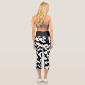 白黒抽象芸術牛プリント カプリレギンス (裏面)