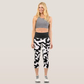 白黒抽象芸術牛プリント カプリレギンス (正面)