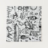 白黒抽象芸術絵画ズ タペストリー (正面(横))