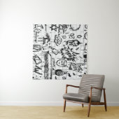 白黒抽象芸術絵画ズ タペストリー (インサイチュ(横))