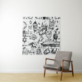 白黒抽象芸術絵画ズ タペストリー (インサイチュ)