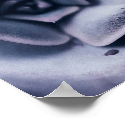 白黒抽象芸術絵画花 ポスター (角)