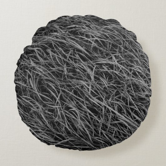 白黒抽象芸術絵画 ラウンドクッション (正面)