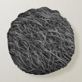 白黒抽象芸術絵画 ラウンドクッション (裏面)