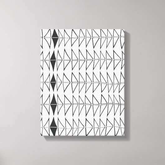 白黒抽象芸術線の形状パタアートーン キャンバスプリント (正面)