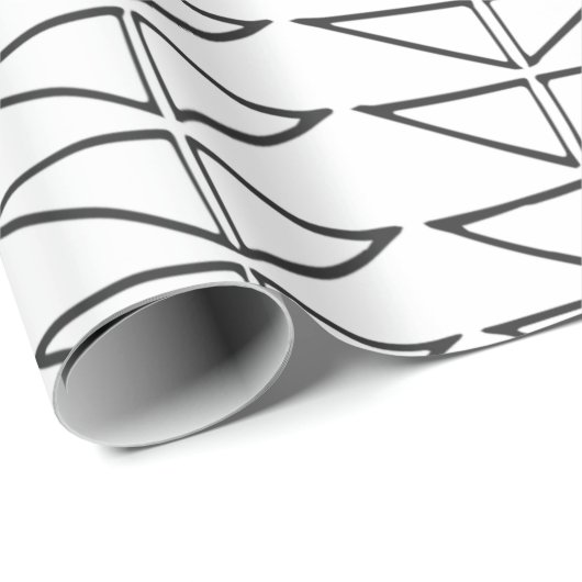 白黒抽象芸術線の形状パタ予測できなーン ラッピングペーパー (ロールコーナー)