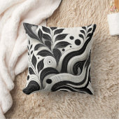 白黒抽象芸術自然デザイン クッション (ブランケット)