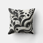 白黒抽象芸術自然デザイン クッション (裏面)