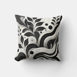 白黒抽象芸術自然デザイン クッション
