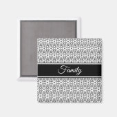 白黒抽象芸術花柄系磁石 マグネット (正面/裏面)