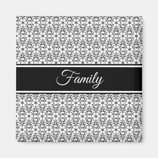 白黒抽象芸術花柄系磁石 マグネット (正面)