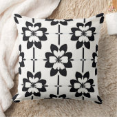 白黒抽象芸術花柄 クッション (ブランケット)
