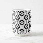 白黒抽象芸術花柄 コーヒーマグカップ (中央)