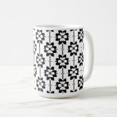 白黒抽象芸術花柄 コーヒーマグカップ (正面右)