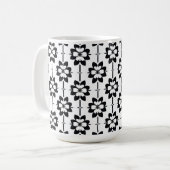 白黒抽象芸術花柄 コーヒーマグカップ (正面左)