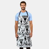 白黒抽象芸術花：パタエレガントーン エプロン (着用した状態)