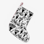 白黒抽象芸術花:パタエレガントーン スモールクリスマスストッキング (正面 (吊り時))