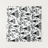 白黒抽象芸術花：パタエレガントーン タペストリー (正面(横))