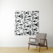 白黒抽象芸術花：パタエレガントーン タペストリー (インサイチュ(横))