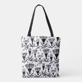 白黒抽象芸術花：パタエレガントーン トートバッグ (裏面)
