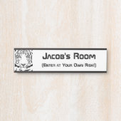 白黒抽象芸術虎の頭 サインプレート (正面)