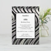 白黒抽象芸術誕生日パーティー 招待状 (スタンド正面)