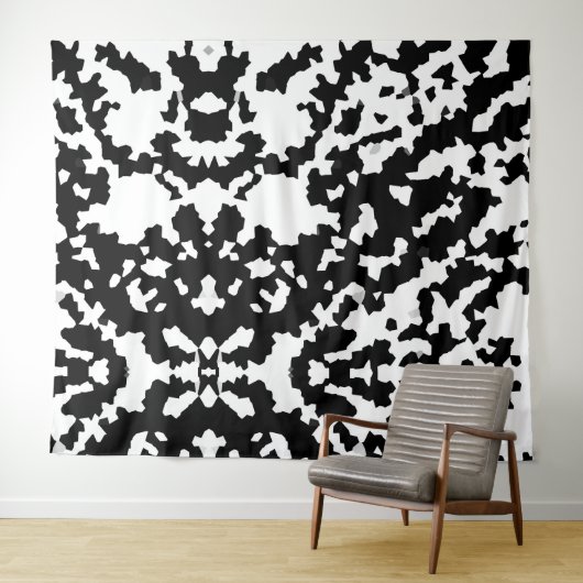 白黒抽象芸術迷彩模様 タペストリー (インサイチュ(横))