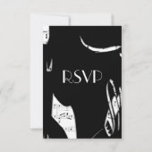 白黒抽象芸術音楽RSVP wメニュー選択 出欠カード (裏面)