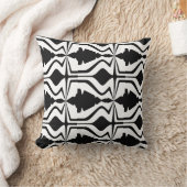 白黒抽象芸術音波デザイン大瓦 クッション (ブランケット)