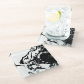 白黒抽象芸術顔付随芸術 ガラスコースター (アングル)