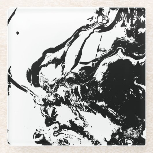 白黒抽象芸術顔付随芸術 ガラスコースター (正面)