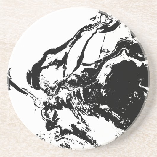 白黒抽象芸術顔付随芸術 コースター (正面)