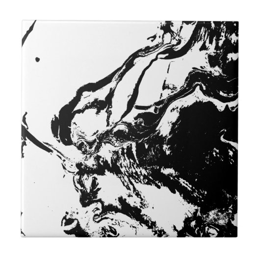 白黒抽象芸術顔付随芸術 タイル (正面)