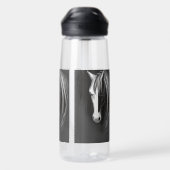 白黒抽象芸術馬 ウォーターボトル (背面)