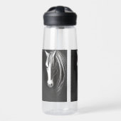 白黒抽象芸術馬 ウォーターボトル (正面)